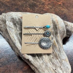 Set of 3 hair pins with turquoise | Bobby pin